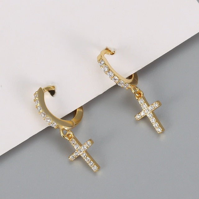 Boucles d'oreilles croix chrétienne - Paire de boucles d'oreilles Boucles d'oreilles croix chrétienne - Paire de boucles d'oreilles