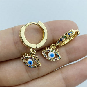 Boucles d'Oreilles Contre le Mauvais Oeil Bleu Grec Turc Matiasma Mataki