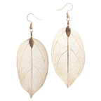Boucles d'Oreilles Feuille Bohème beige
