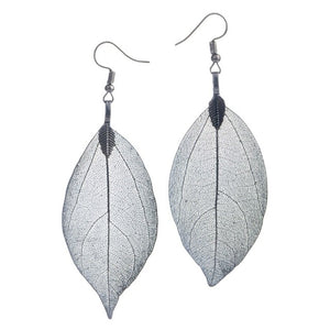 Boucles d'Oreilles Feuille Bohème Hématite platedoire