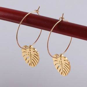 Boucles d'Oreilles Feuille de Palmier Or