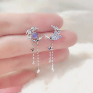 Boucles d'Oreilles Lune et Papillons