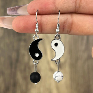 Boucles d'Oreilles Pendantes Yin Yang Or & Argent argent