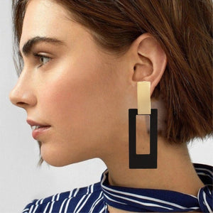 Boucles d'Oreilles Rectangle Pendantes