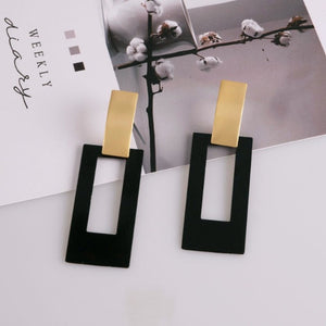 Boucles d'Oreilles Rectangle Pendantes