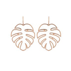Boucles d'Oreilles Tropicales Feuille de Palmier or rose