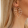 Boucles d'Oreilles Tropicales Feuille de Palmier argent