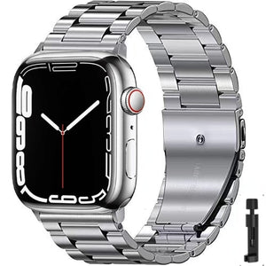 Bracelet Apple Watch en Acier Ultra Résistant argent + outil