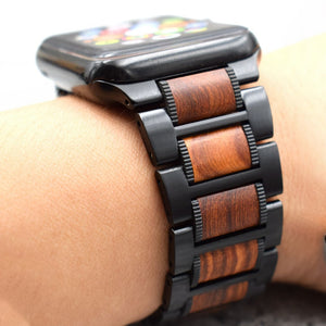 Bracelet Apple Watch en Bois brun et noir