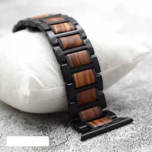 Bracelet Apple Watch en Bois brun  et noir