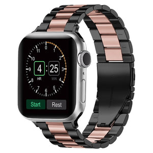 Bracelet Apple Watch en Métal noir et or rose