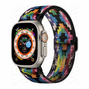 Bracelet Apple Watch en Nylon Tissé arc-en-ciel