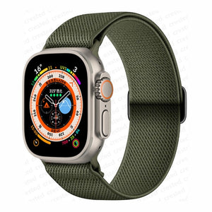 Bracelet Apple Watch en Nylon Tissé vert kaki