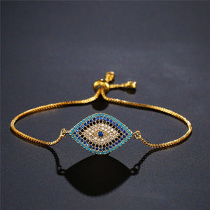 Bracelet Contre le Mauvais Oeil Bleu Grec Turc Matiasma Mataki Gourmette or 2