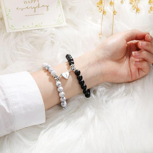 Bracelet Couple Perle noir et blanc