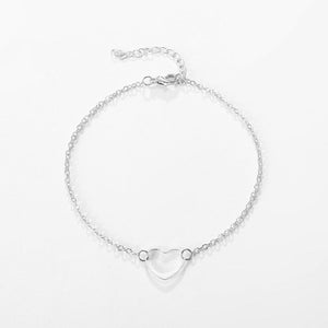 Ankle Bracelet for Women Heart Gold & Silver 