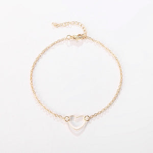 Ankle Bracelet for Women Heart Gold & Silver 