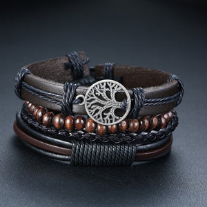 Lederarmband Baum des Lebens für Herren 