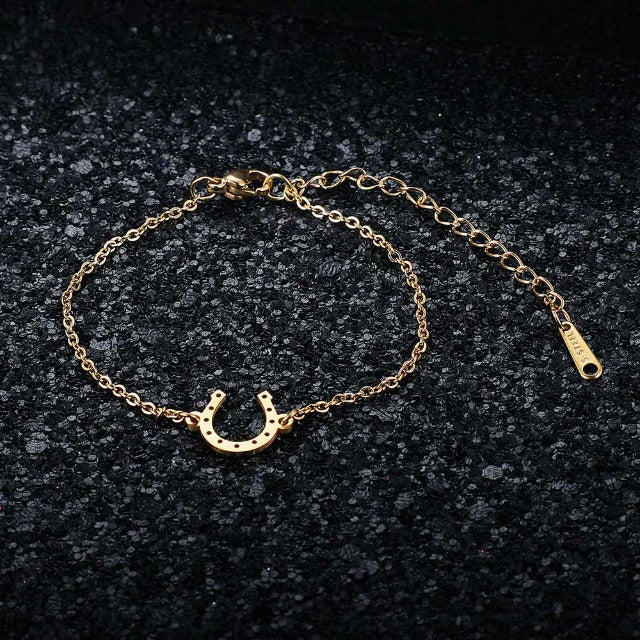 Horseshoe Bracelet Lucky Charm Gold