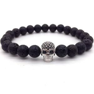 Pulseira Masculina de Pérolas com Caveira 