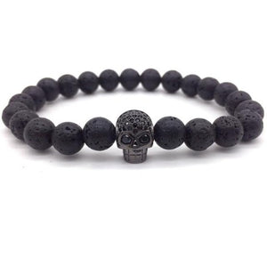 Bracelet Homme Perle Tête de Mort noir