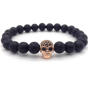 Pulseira Masculina de Pérolas com Caveira 