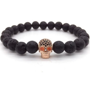 Bracelet Homme Perle Tête de Mort or