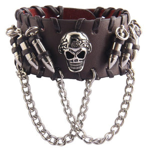 Bracelet Homme Tête de Mort marron