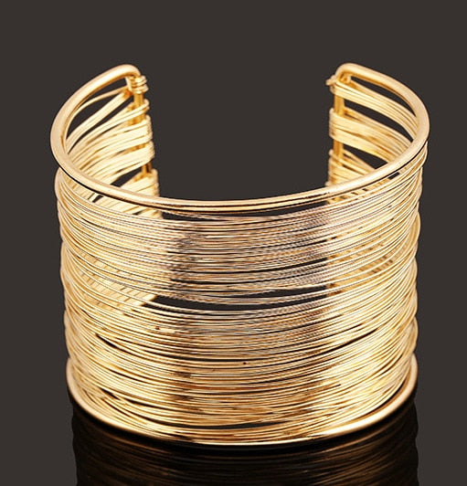 Brazalete Grueso de Oro y Plata para Mujer 