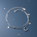 Bracelet Lune et Étoile Femme Gourmette en Argent