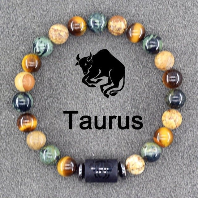 Bracelet Zodiaque SCORPION En Pierre Agate Howlite 8mm + Alliage – Neuf Sans Emballage