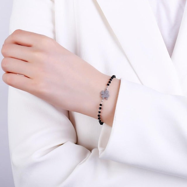 Bracelet trèfle à quatre feuilles, bracelet porte-bonheur pour femme, bracelet mignon pour femmes et filles, cadeau d'anniversaire, de Saint-Valentin (vert-or Bracelet trèfle à quatre feuilles, bracelet porte-bonheur pour femme, bracelet mignon pour femmes et filles, cadeau d'anniversaire, de Saint-Valentin (vert-or