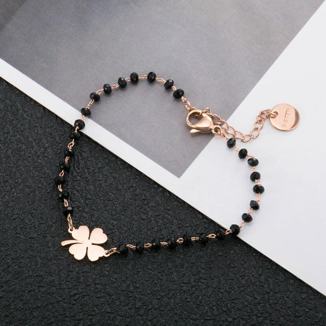 Bracelet Trèfle à 4 Feuilles En Acier Inoxydable Pour Femme - Porte-bonheur Irlandais, Ajustable, Cadeau Symbolique - 2