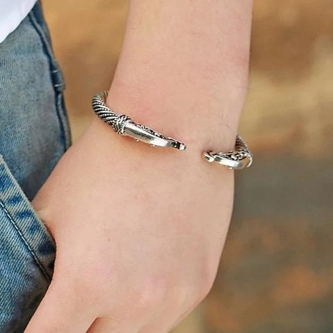 Bracciale Vichingo in Argento Sterling 925 - Corvi di Odino Bracciale Vichingo in Argento Sterling 925 - Corvi di Odino