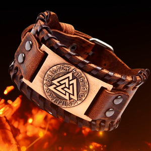 Bracelet Viking Valknut marron