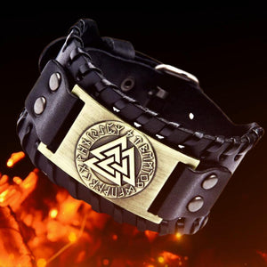 Bracelet Viking Valknut noir