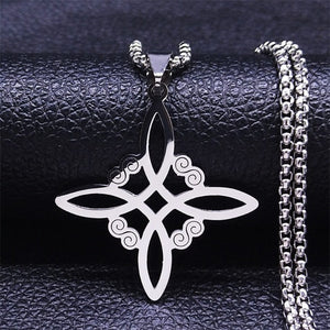 Collier Amulette de Protection Noeud de Sorcière argent