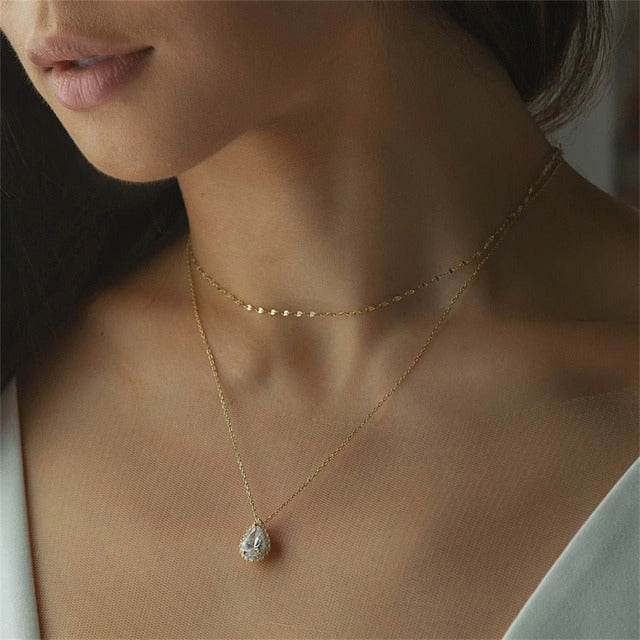 Collier Chaîne de Dos Mariage avec Diamants