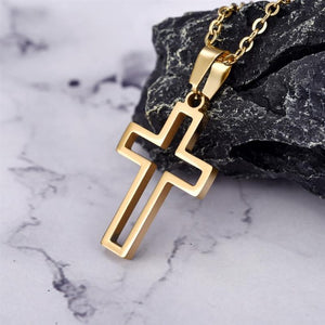 Collier Chrétien Pendentif Croix de Jésus Homme Femme or