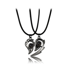 Collier Coeur Séparable pour Couple noir 