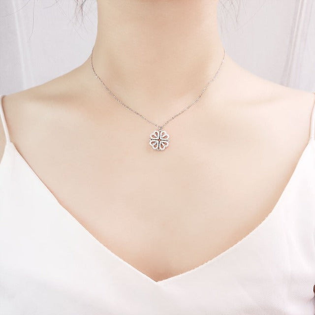 Collier Chaîne Avec Pendentif Trèfle à 4 Feuilles Ajouré Yves Rocher - Porte-bonheur, Longueur ~53 Cm, Argenté