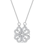 Collier Coeur Trèfle à 4 Feuilles Pendentif Porte Bonheur En Argent