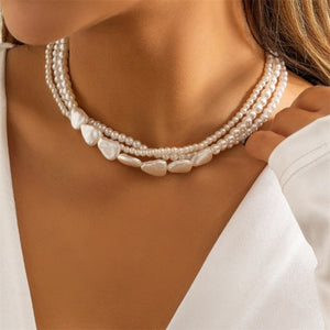 Collier de Perles Blanches Ras de Cou Femme