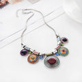 Etnische ketting zilver turquoise multicolor