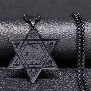 Collier Hexagramme Étoile de David Judaisme Pendentif style 1 noir