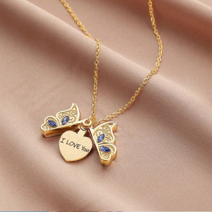 Collier I Love You Papillon or