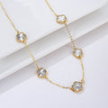 Collier Or Agate Trèfle blanc nacré Idée Cadeau Bijoux femmes