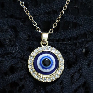 Collier Pendentif Contre le Mauvais Oeil Bleu Grec Turc Matiasma Mataki argent