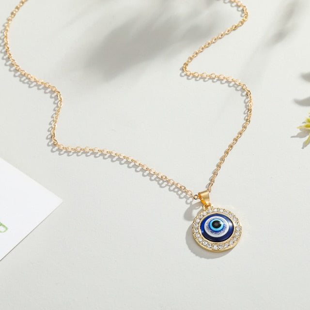 WEBEEDY Lot De 4 Pendentifs Mauvais Œil Bleu - Amulettes Turques En Verre Et Métal Pour Voiture, Protection Et Bonne Chance