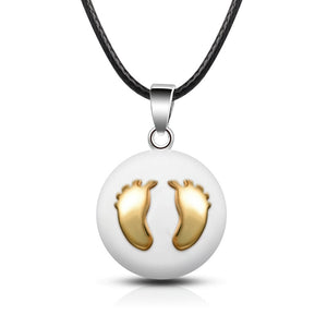 Collier Pendentif Femme Enceinte Bola de Grossesse pieds dorés